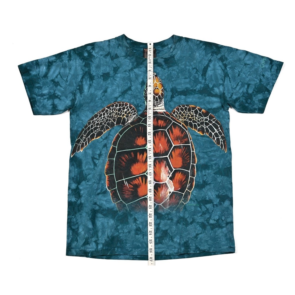 Vintage Habitat 90s Swimming Tortoise Tie Dye T-Shirt Medium Wild Animal 2-Sided - Picture 4 of 10